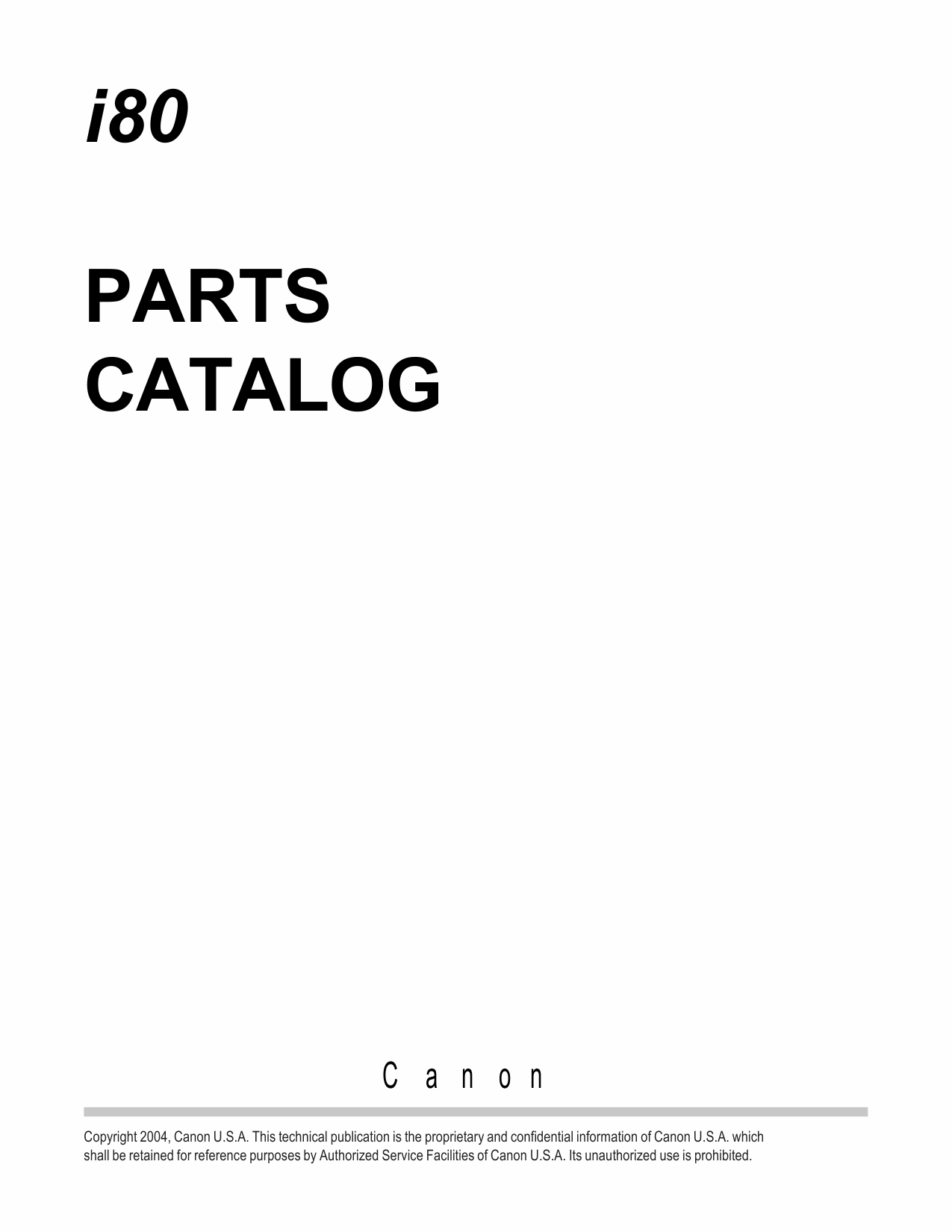 Canon PIXUS i80 80i Parts Catalog Manual-1
